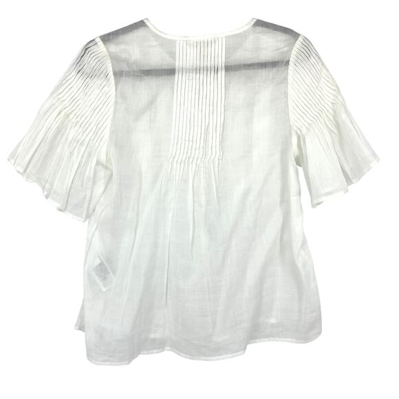 SOLD Banana Republic Semi Sheer Button Front Blouse Womens Small White Ramie - Picture 3 of 7